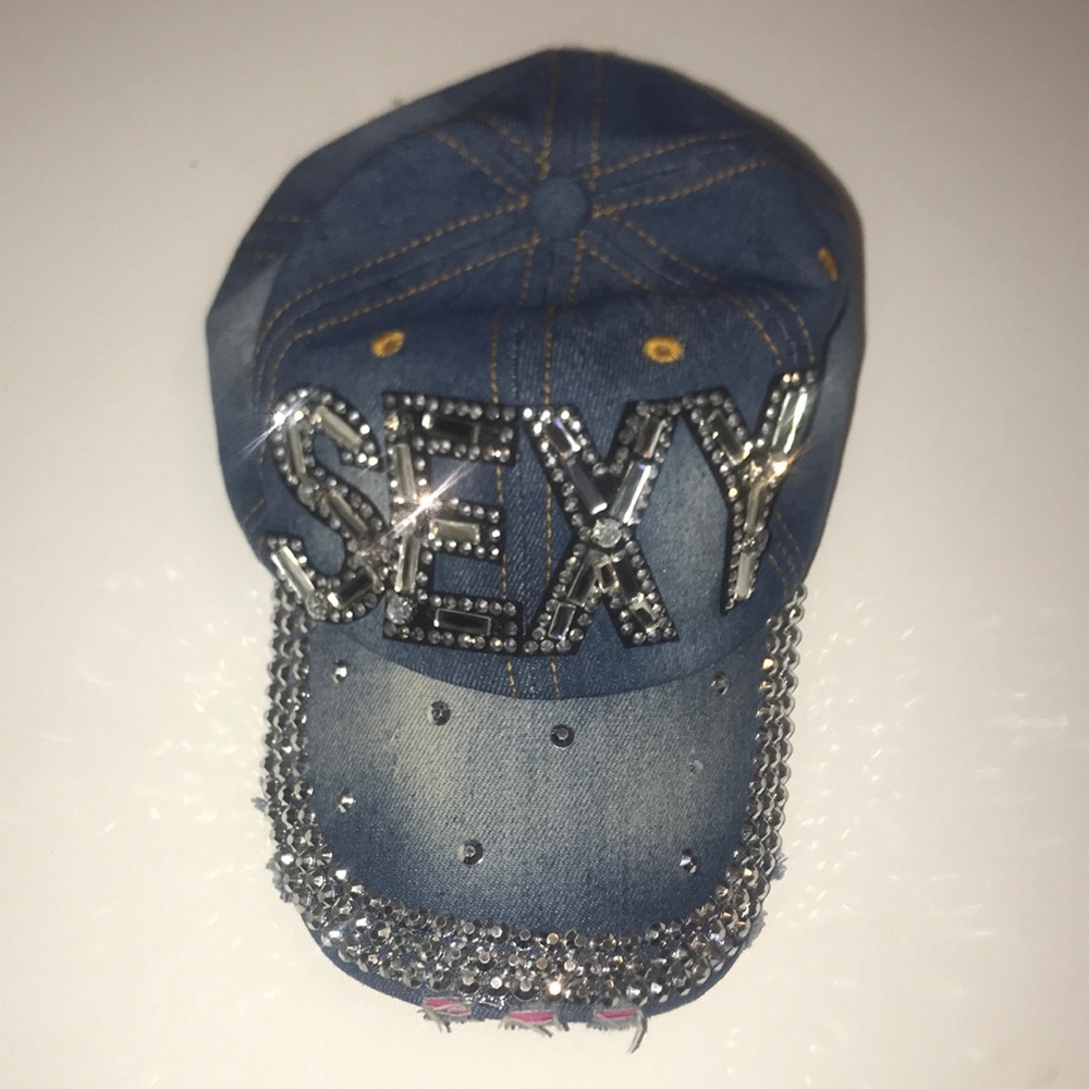 Faded Jean “SEXY” hat with bling
